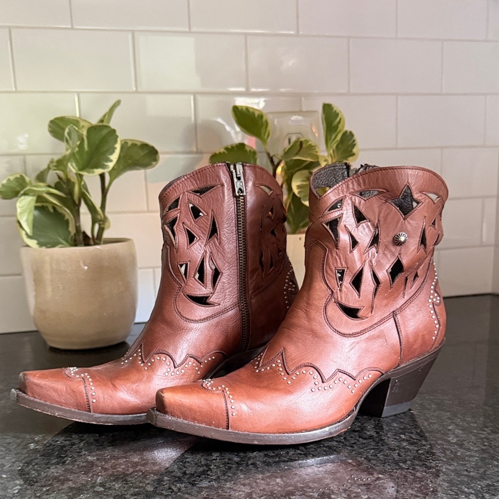 Old Gringo Brown Leather Cutout Ankle Booties - Picture 2 of 5